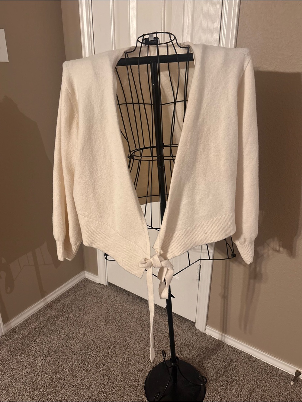 & Other Stories Cream Tie-Front Knit Cardigan